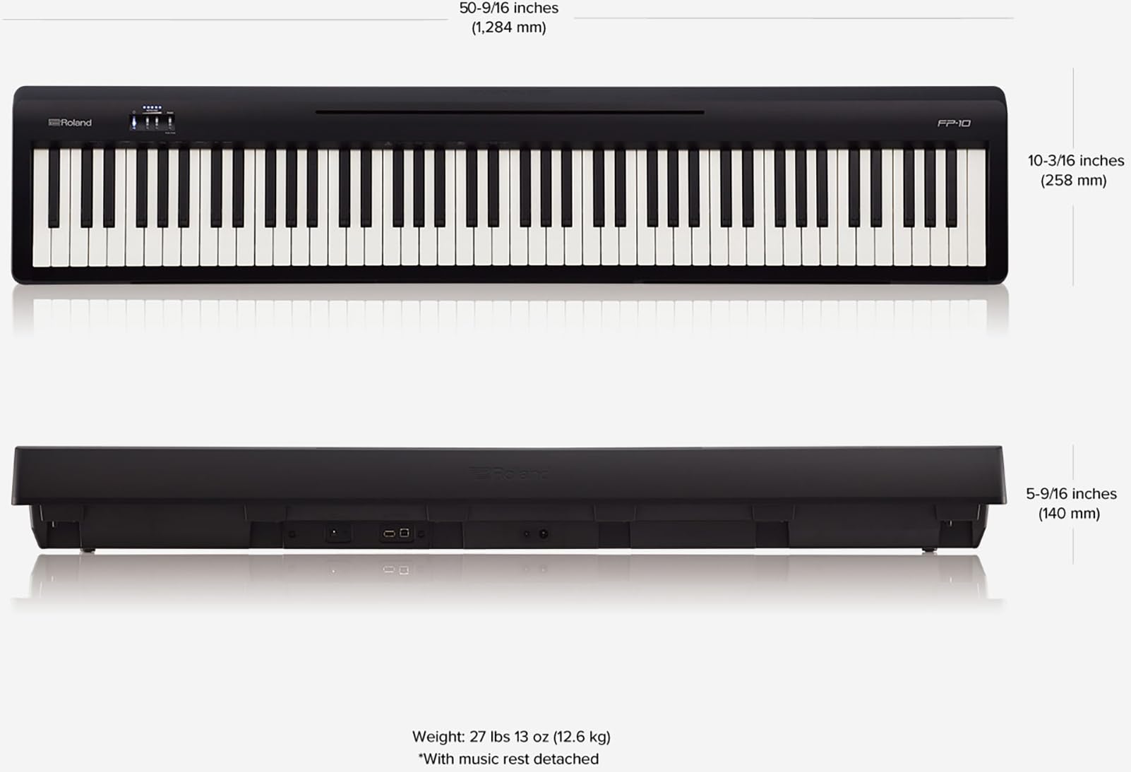 Roland FP-10 Digital Piano - Black Bundle with KSC-FP10 Stand, Bench, Sustain Pedal, Instructional Book, Online Lessons, Instructional DVD, and Austin Bazaar Polishing Cloth