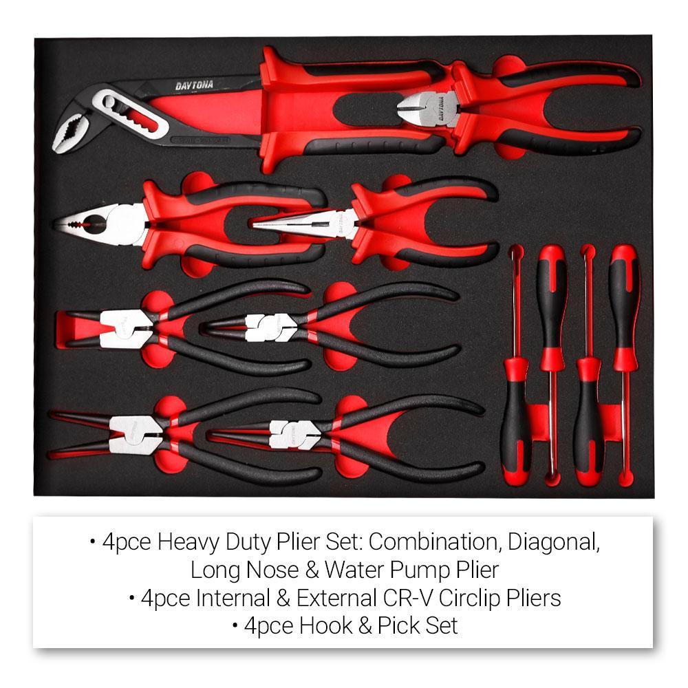 Daytona 655 Piece Mechanical Tool Set with 43" 12 Drawer Red Roller Cabinet