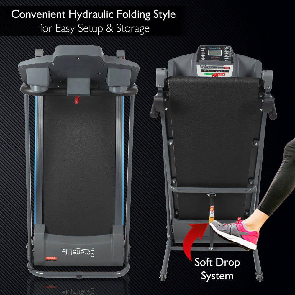 Electric Folding Treadmill, Bluetooth Sync, Manual Incline, Compact Design