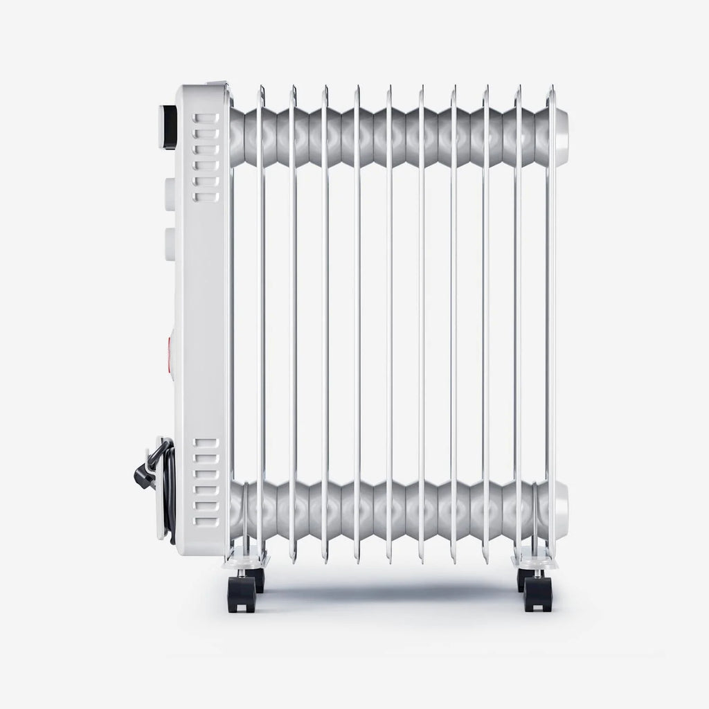 2500W 11 Fins Oil Filled Radiator Heater with Thermostat Control - White
