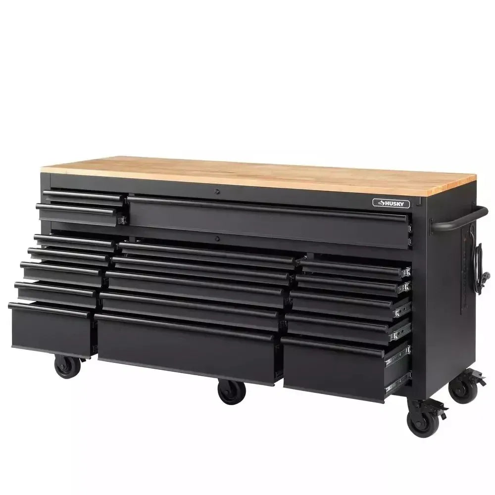 Tool Storage 72 in. W Standard Duty Gloss Black Mobile Workbench Tool Chest