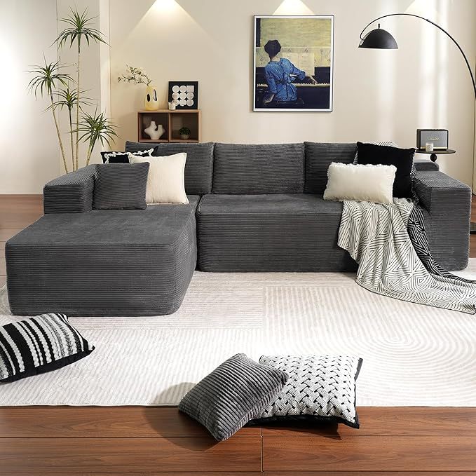 Ovios 106" Cloud Sectional Couch with L-Shape Chaise,Modern Modular Sofa with Deep Seat, Upholstered Couches for Living Room Bedroom,No Assembly Required
