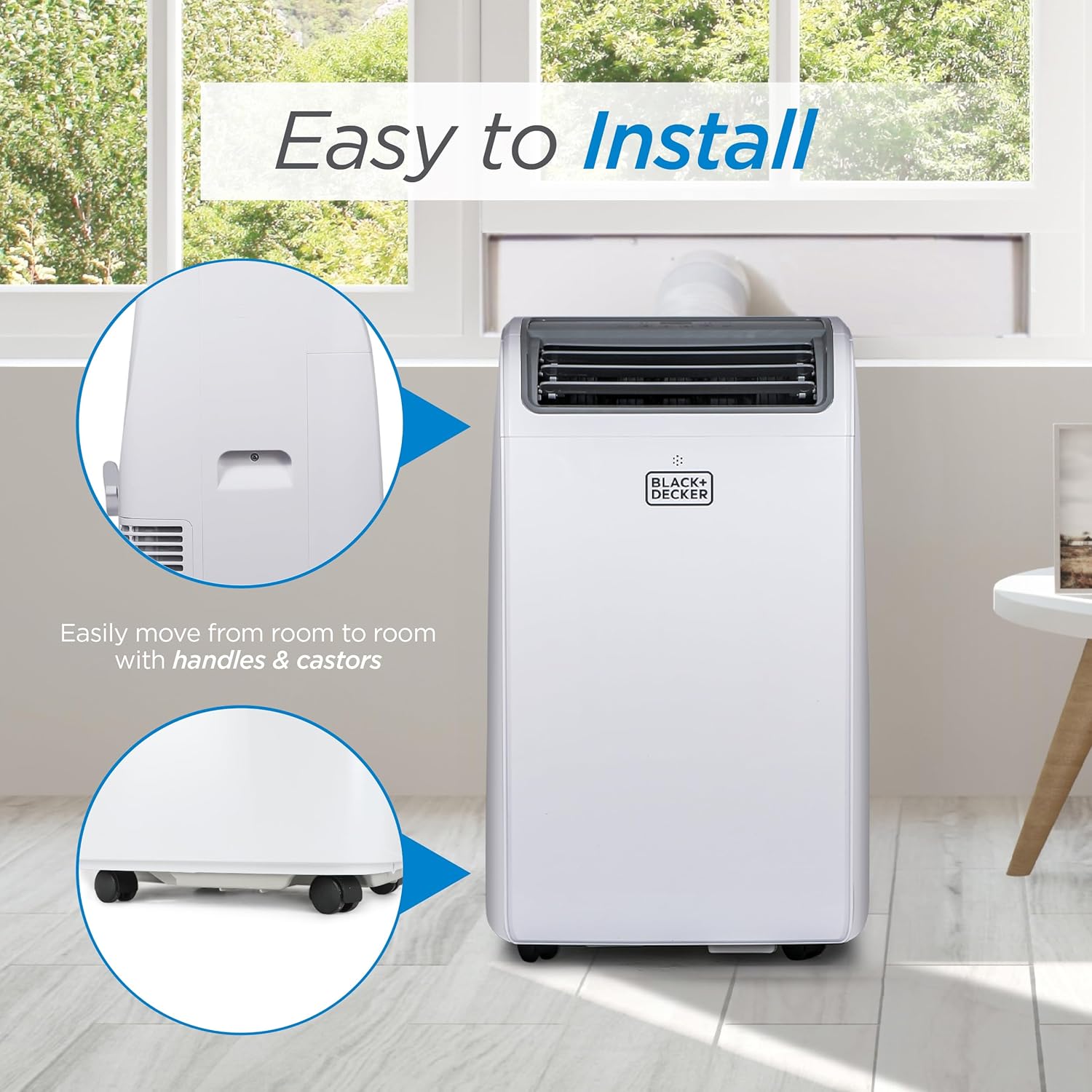 BLACK+DECKER Smart Portable Air Conditioner. 14.000 BTU for Rooms up to 700 Sq. Ft.. Smart Portable AC with Follow Me Remote and Window Kit.