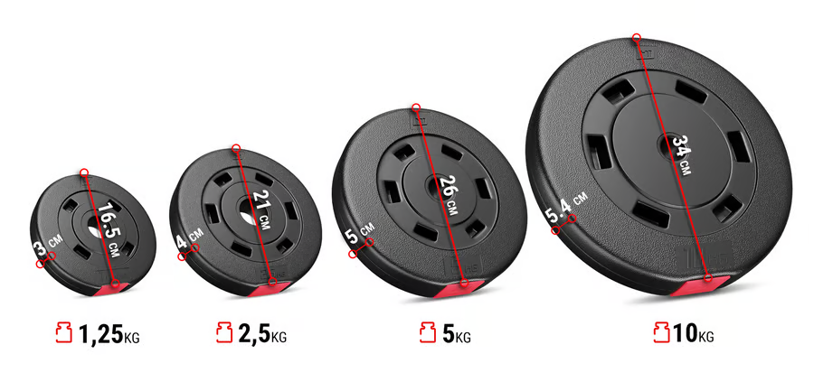 Hop-Sport plastic dumbbell set with weight bench 1065