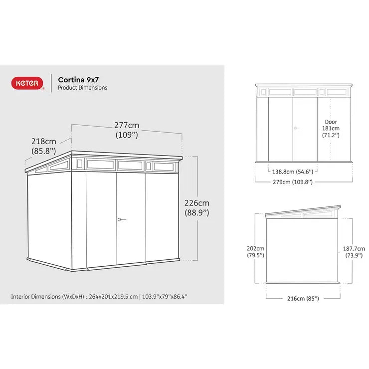 Keter Cortina 9ft 2" x 7ft (2.8 x 2.1m) Storage Shed