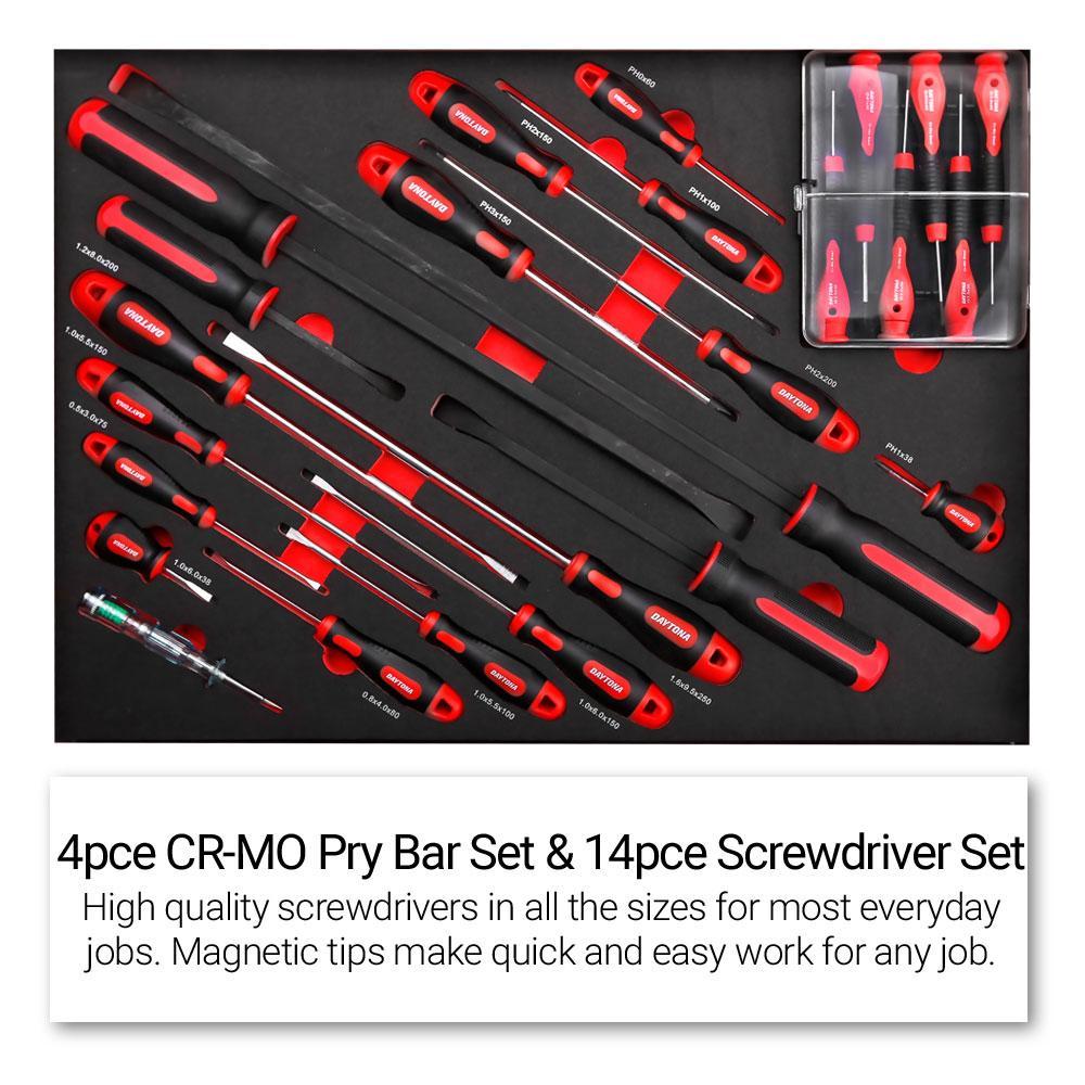 Daytona 655 Piece Mechanical Tool Set with 43" 12 Drawer Red Roller Cabinet