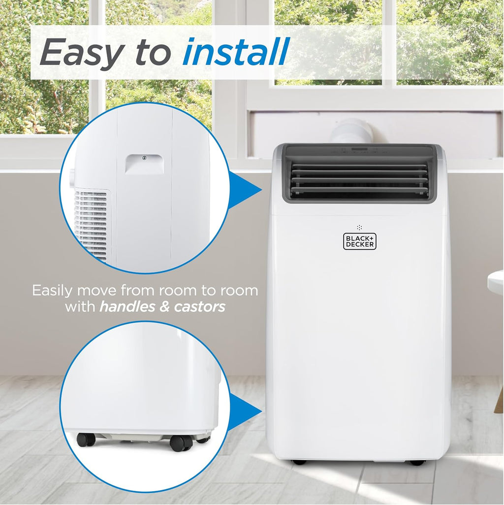 BLACK+DECKER Portable Air Conditioner with Heat. 14.000 BTU with 12.000 BTU Heating for Rooms Up To 700 Sq. Ft.. Portable AC with Follow Me Remote Control.