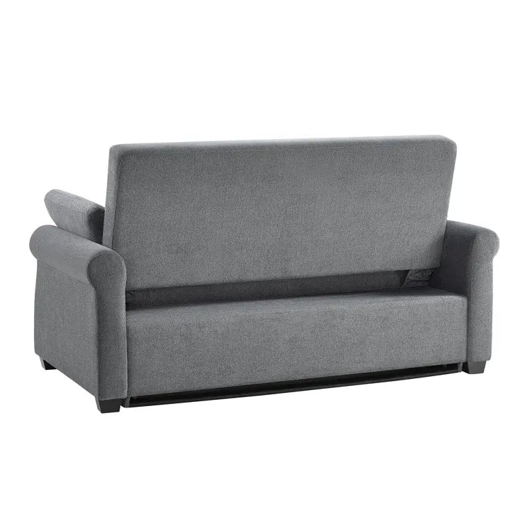 Serta Sabrina 73" Queen Rolled Arm Tufted Back Convertible Sleeper Sofa with Cushions (Dark Gray)