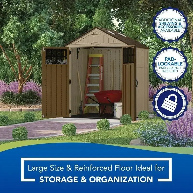 6'3" wide x 5'6" deep resin storage shed