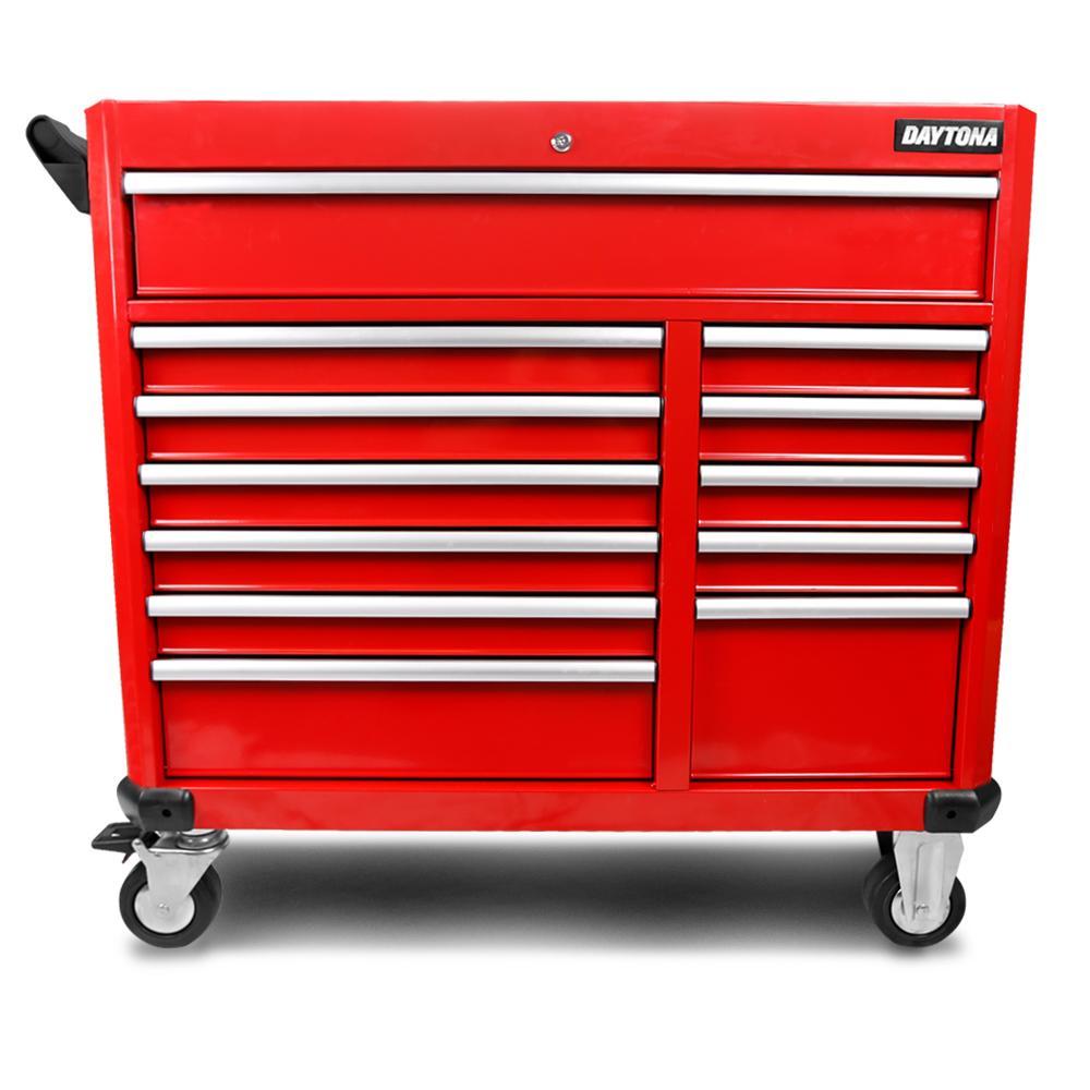 Daytona 655 Piece Mechanical Tool Set with 43" 12 Drawer Red Roller Cabinet