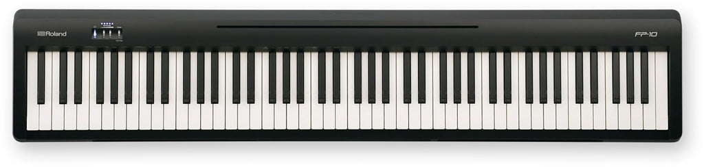 Roland FP-10 Digital Piano - Black Bundle with KSC-FP10 Stand, Bench, Sustain Pedal, Instructional Book, Online Lessons, Instructional DVD, and Austin Bazaar Polishing Cloth