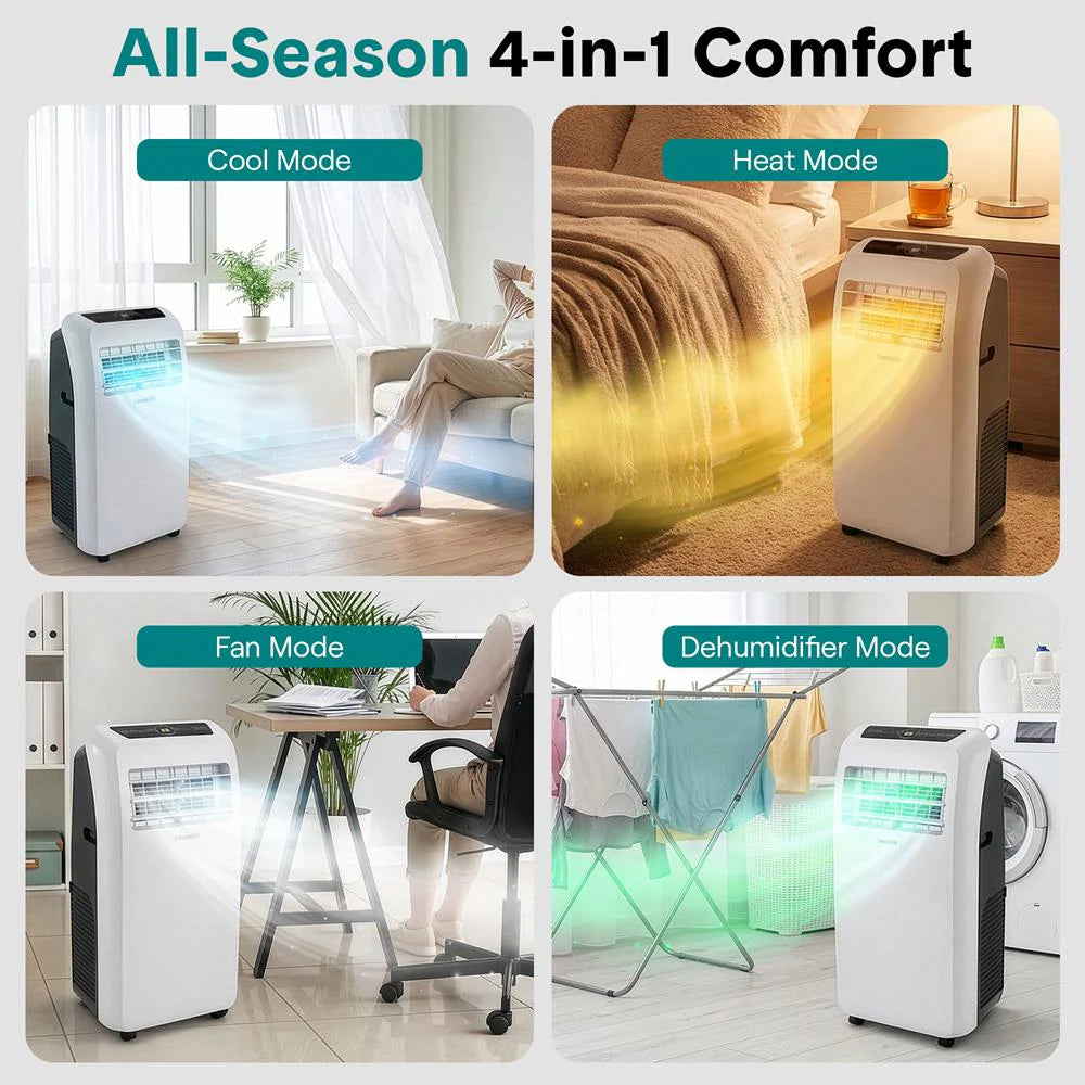 Portable Air Conditioner 12,000 BTU Efficient Cooling/Heating, White