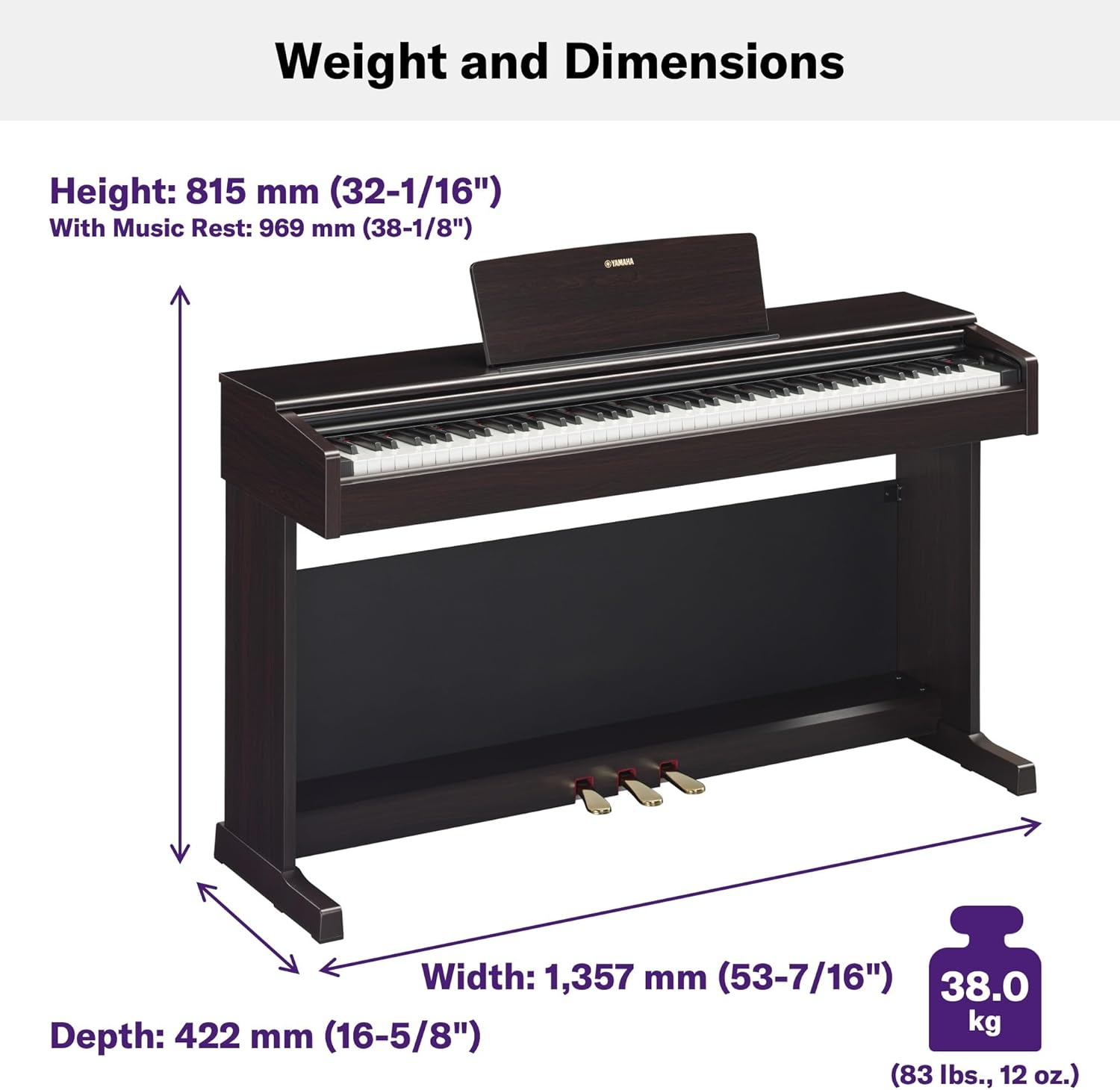 Piano numérique Yamaha ARIUS YDP-145 - Piano classique et élégant pour débutants et amateurs