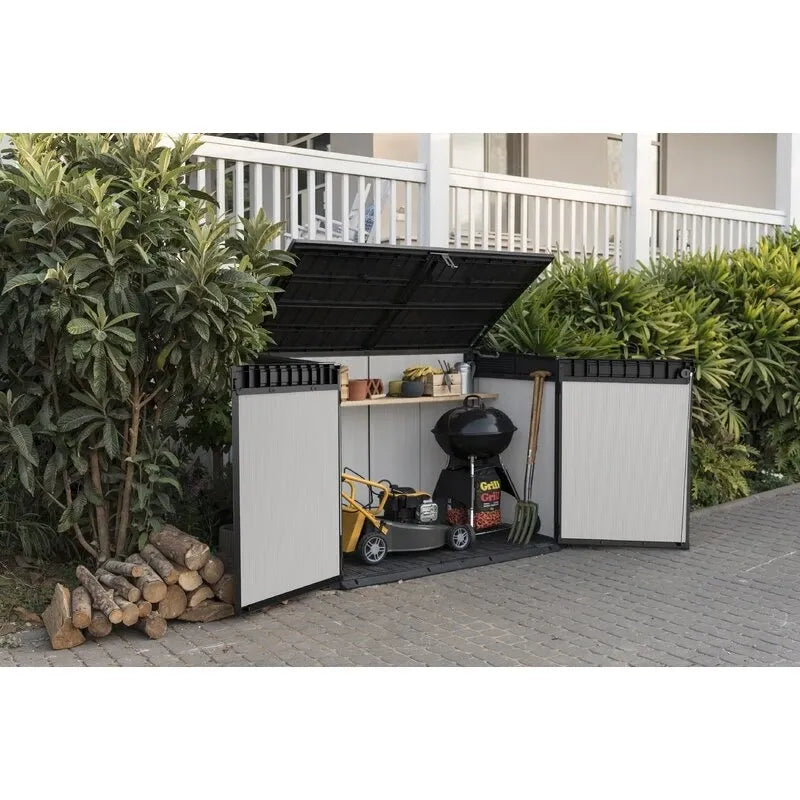 Premier Jumbo 4' 7.5" wide x 2' 8.3" deep resin horizontal trash shed