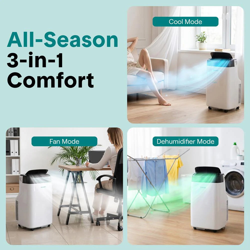 Portable Air Conditioner 10,000 BTU Efficient Cooling Dehumidifier White