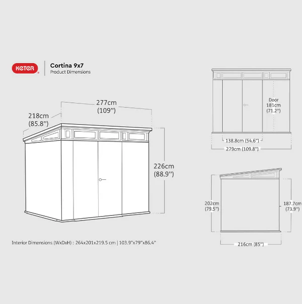 Keter Cortina 9ft 2" x 7ft Storage Shed