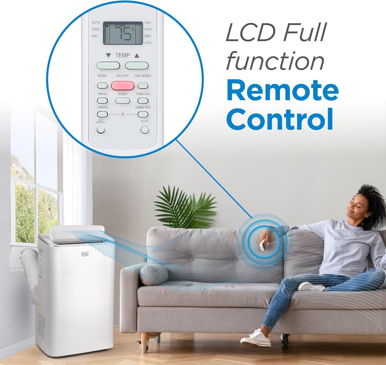 BLACK+DECKER Smart Portable Air Conditioner.12.000 BTU. for Rooms Up To 550 Sq. Ft.. Portable AC with Inverter Compressor & Window Kit.