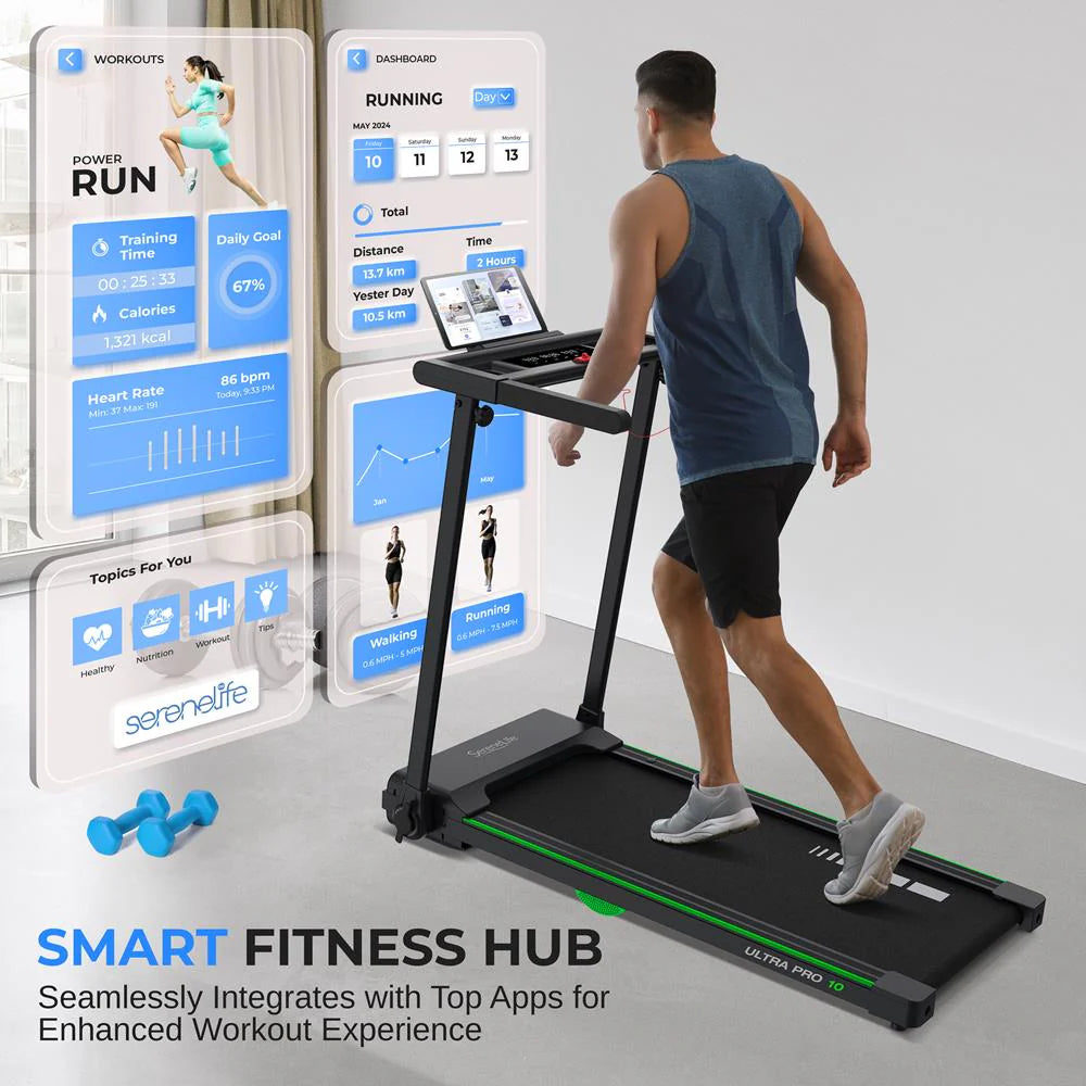 Folding Treadmill for Weight Loss, 2.5 HP Motor, Shock Absorption, White LED