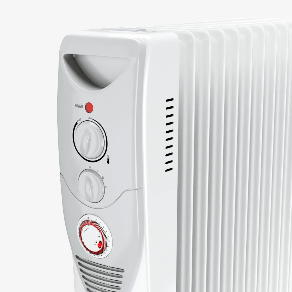2500W Oil Filled Radiator Heater with 11 Fins - White