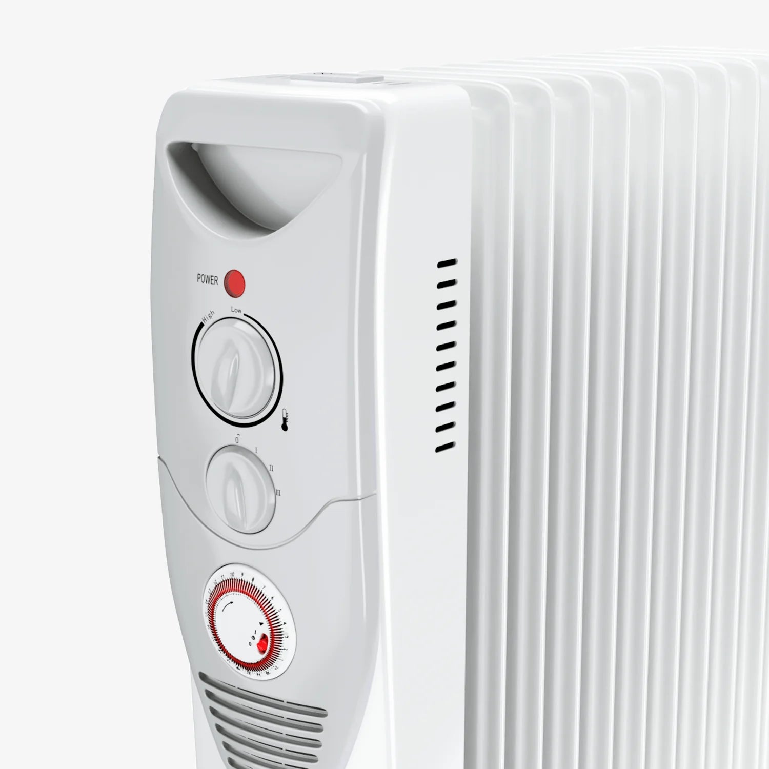 2500W Oil Filled Radiator Heater with 11 Fins - White