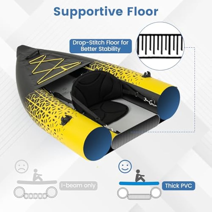 S AFSTAR Inflatable Kayak, 2 Person Canoe with 507 lbs Capacity, Drop-Stitch Floor, All Accessories & Carry Bag, 12.5 ft Large Sit in Tandem Kayak for Fishing, Camping & Exploring for Adults