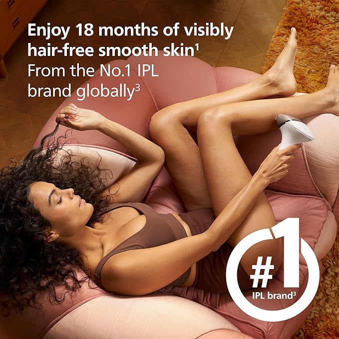 Philips Lumea 9000 IPL Hair Removal – At-Home Laser Alternative with SenseIQ, 4 Attachments for Body & Face, Cordless & Corded (BRI957/00)
