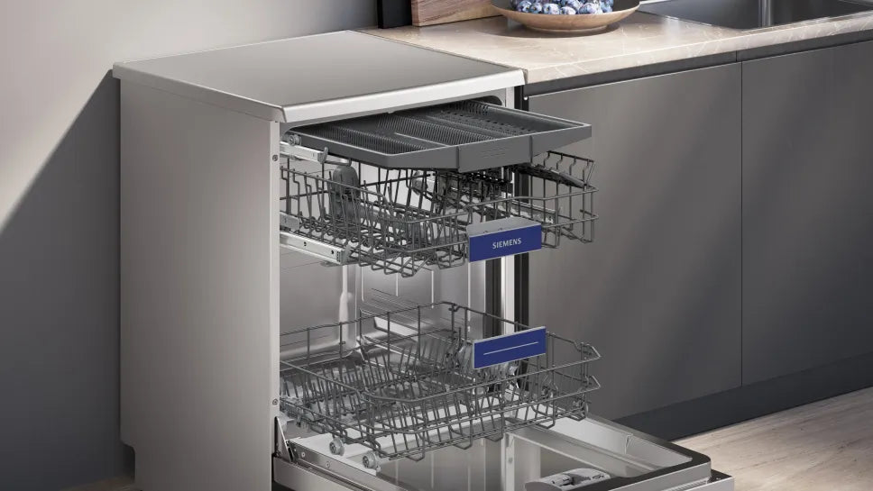 Siemens SN23EI03ME iQ300 Freestanding Dishwasher, 60 cm, Brushed Stainless Steel with Anti-Fingerprint Finish