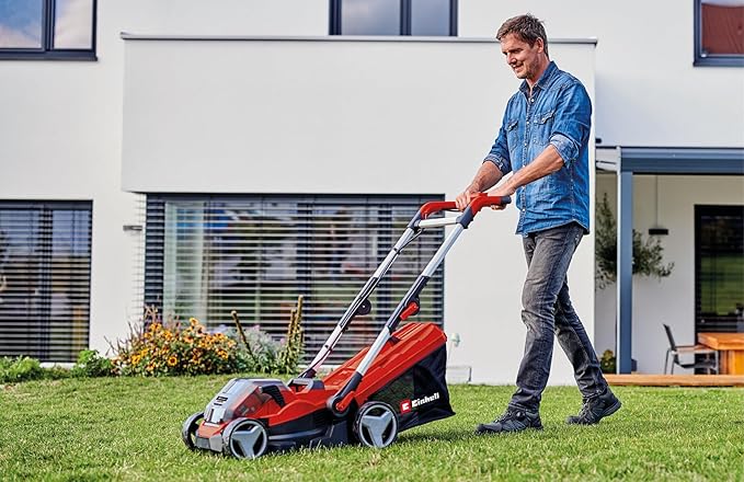 Power X-Change RASARRO 36/34 Cordless Lawnmower With Battery (x2) And Charger (x2) - 36V, 34cm Cutting Width, 30L Grass Box, 5 Cut Heights - Battery Lawn Mower For Lawns Up To 300m²