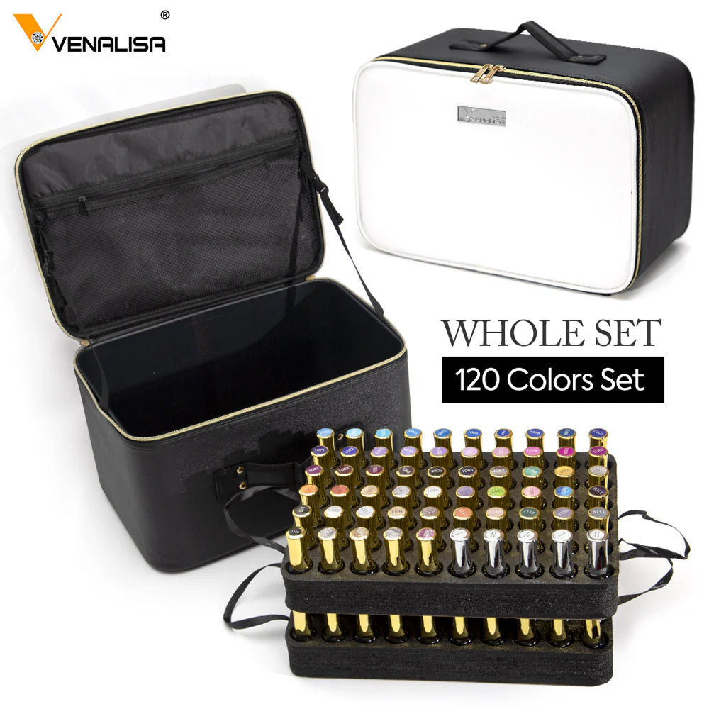 VENALISA 120 Pcs 12ML Gel Nail Polish Set with Base and Top Coat, Gel Polish Kit White Black Pink Blue Colors Soak Off UV LED Nail Gel Polish Sets Nail Art Starter Manicure Salon