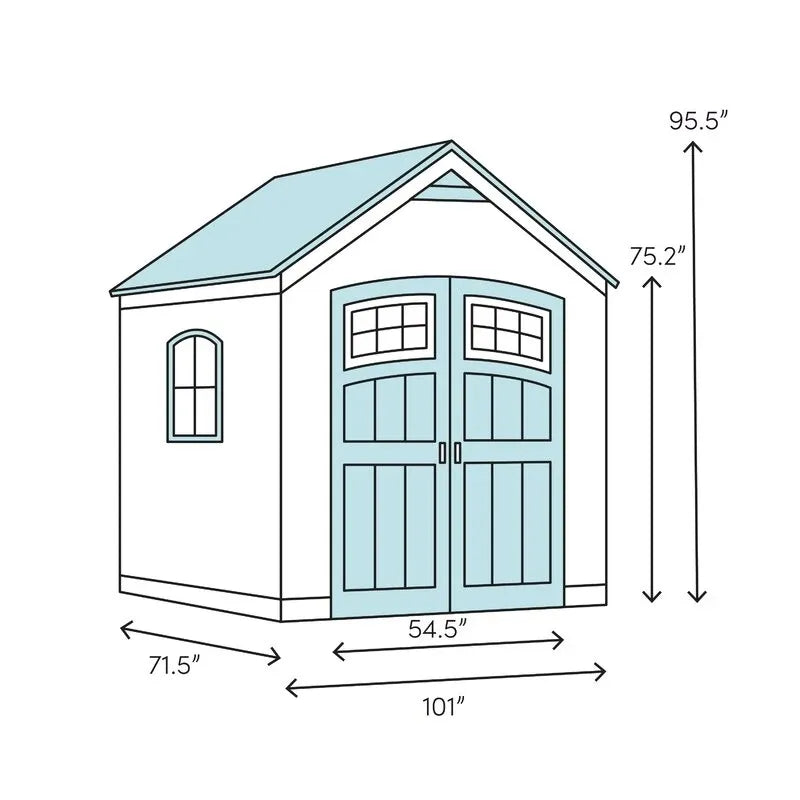 Factor 8 ft wide x 6 ft deep plastic storage shed