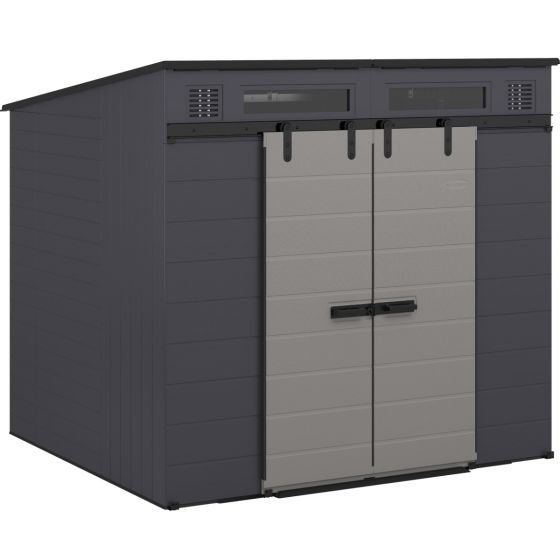 Modernist&reg; 8 ft. x 7 ft. Dual Barn Door Storage Shed