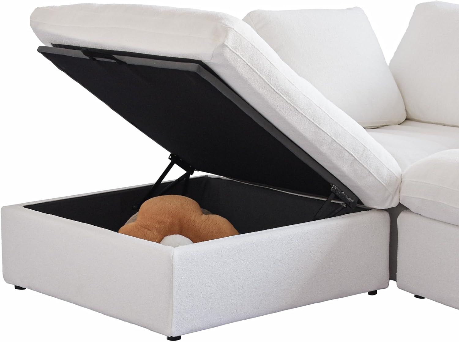 160.6" Cloud Modular Sectional Sofa with Storage Ottomans, V Shaped Minimalist Sofa Couch, Convertible Couch Deep Seat for Living Room Sets,Covers Washable&Replaceable