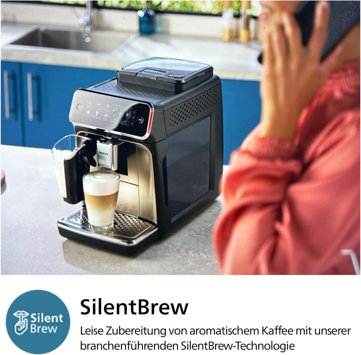 Philips 3300 Series Fully Automatic Espresso Machine - 6 Drinks, Modern Colour Touch Screen Display, LatteGo Milk System, SilentBrew, 100% Ceramic Grinder, AquaClean Filter, Black Chrome (EP3347/90)