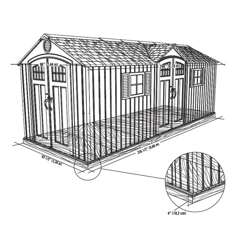 20 ft. x 8 ft. Garden Building Plastic Shed