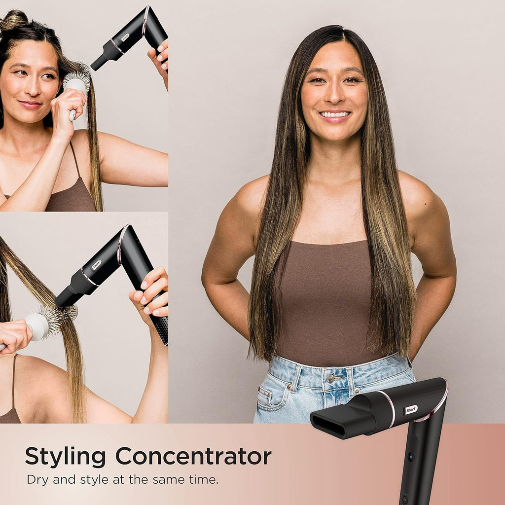 Shark Hair Dryer | FlexStyle Hair Styling System | Portable & Powerful Blow Dryer Brush | Hair Curler & Volumizer | 6 Styling Tools Included | Best for All Hair Types | Black | HD440BK