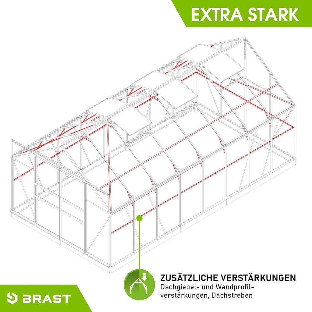 BRAST Premium Aluminum Greenhouse with Base – Weatherproof, Rustproof, TÜV Certified, Multiple Sizes Available