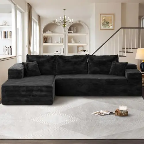 Ovios 106" Cloud Sectional Couch with L-Shape Chaise,Modern Modular Sofa with Deep Seat, Upholstered Couches for Living Room Bedroom,No Assembly Required