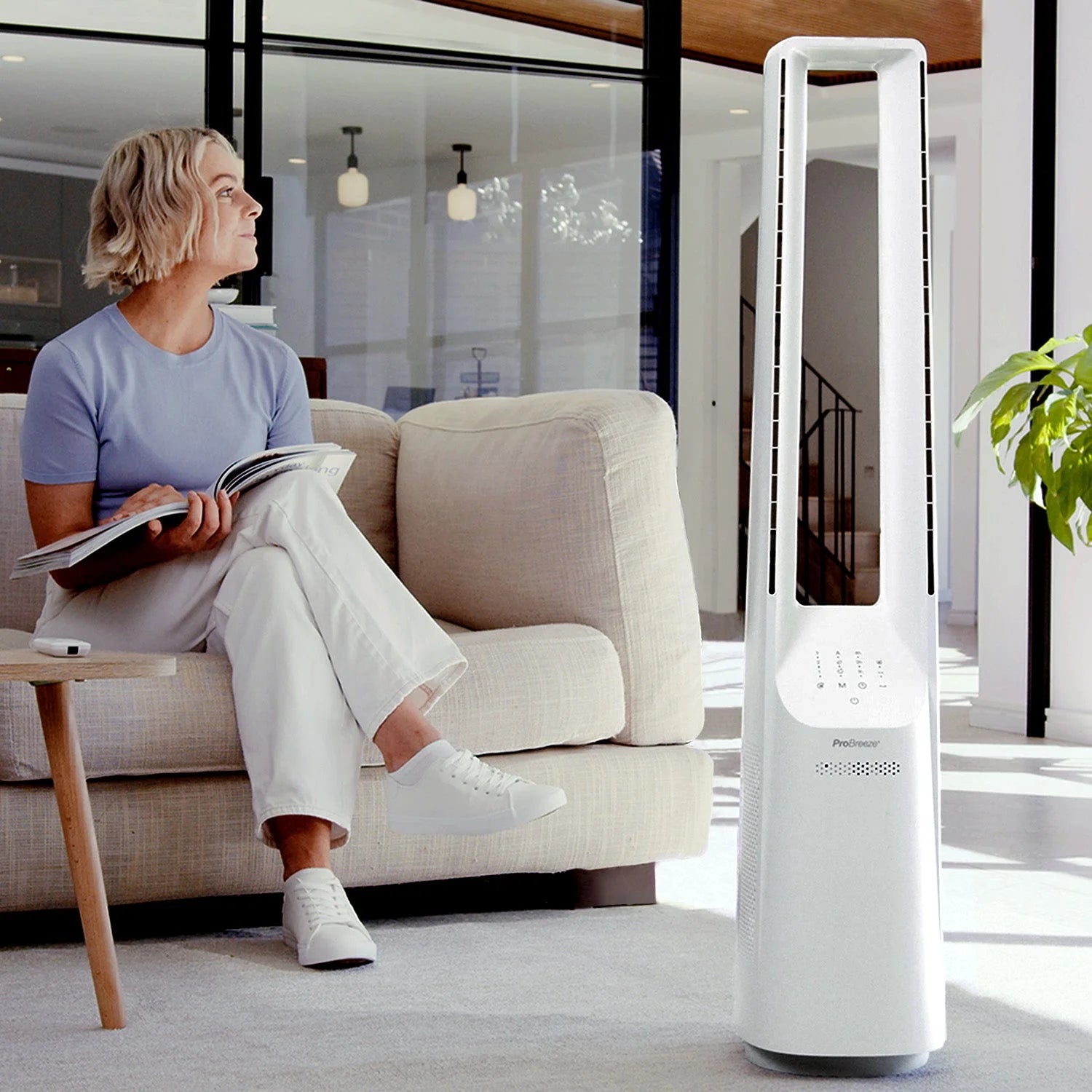 40" Bladeless Tower Fan with Smart App Control - White
