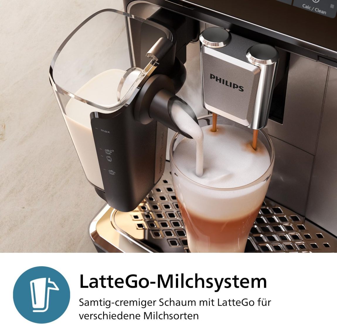 Philips 3300 Series Fully Automatic Espresso Machine - 6 Drinks, Modern Colour Touch Screen Display, LatteGo Milk System, SilentBrew, 100% Ceramic Grinder, AquaClean Filter, Black Chrome (EP3347/90)