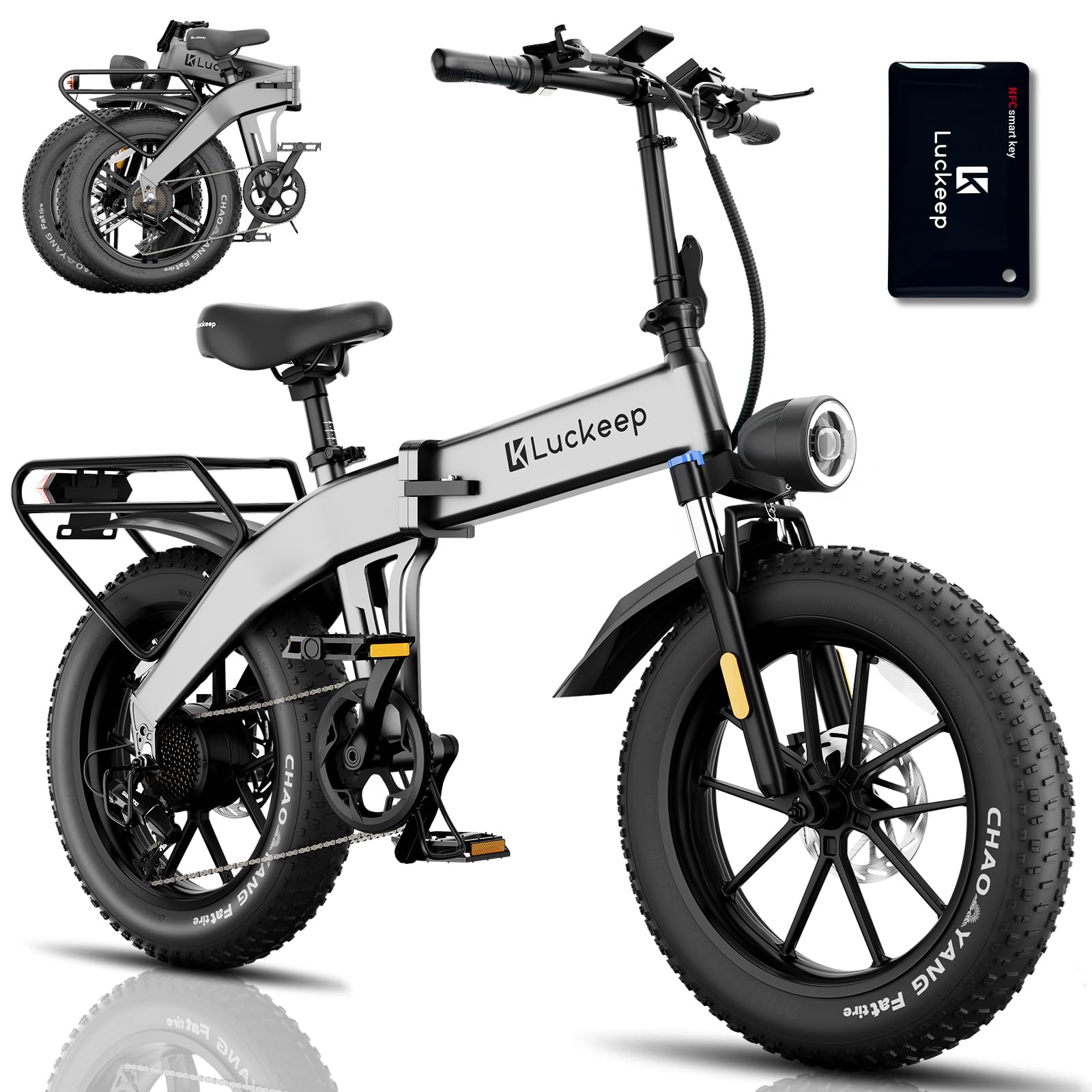 Folding Electric Bike for Adults 1500W Peak Motor, 28MPH 60 Miles,720WH Battery 20" x 4.0" Fat Tire Foldable Ebikes for Adults NFC/Anti-Theft/Hydraulic Brakes E-Bbike Commuter Men