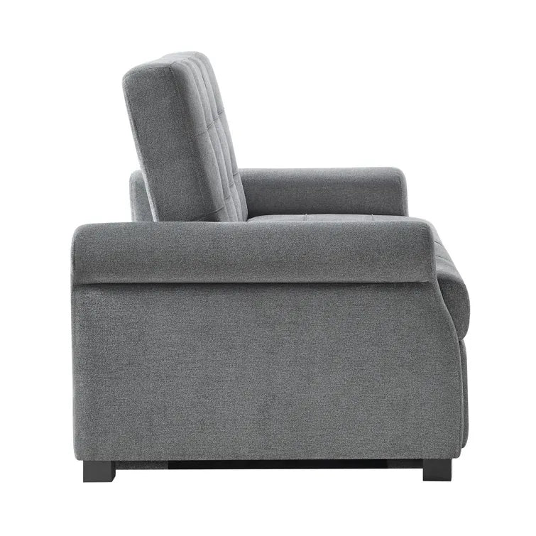 Serta Sabrina 73" Queen Rolled Arm Tufted Back Convertible Sleeper Sofa with Cushions (Dark Gray)