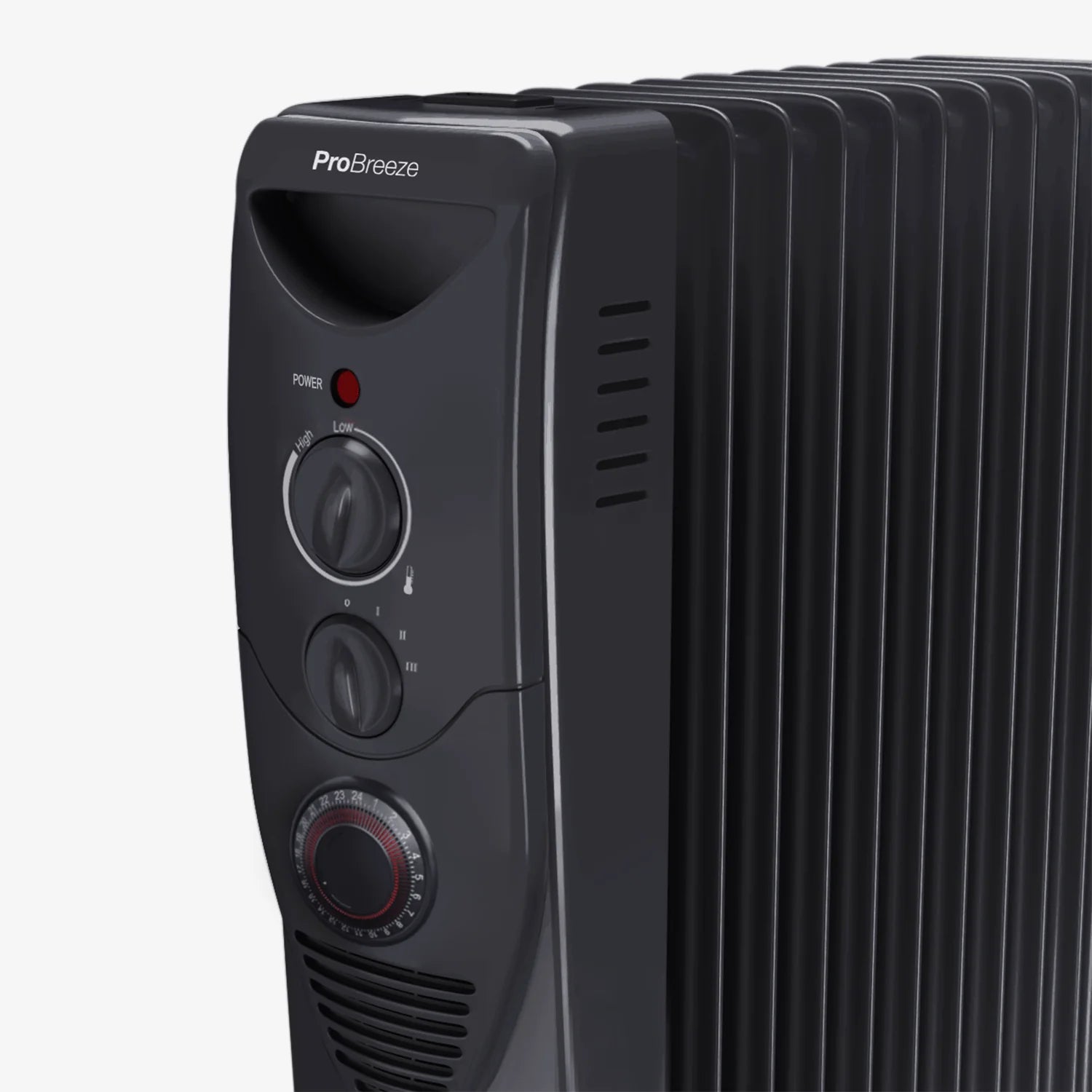 2500W Oil Filled Radiator Heater with 11 Fins - Black
