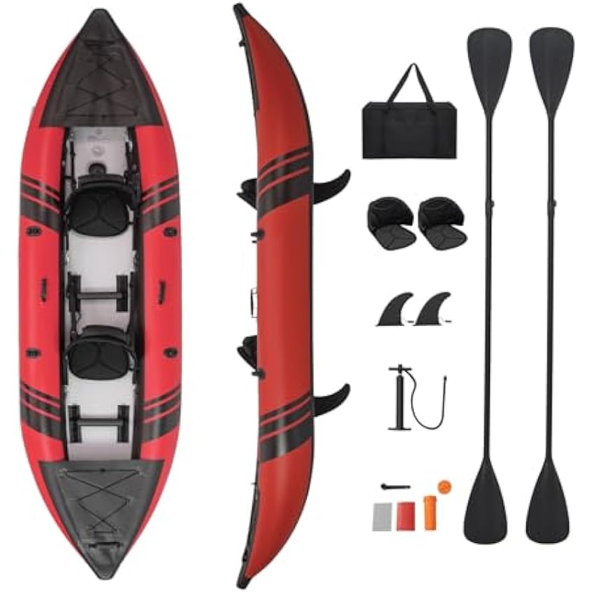 S AFSTAR Inflatable Kayak, 2 Person Canoe with 507 lbs Capacity, Drop-Stitch Floor, All Accessories & Carry Bag, 12.5 ft Large Sit in Tandem Kayak for Fishing, Camping & Exploring for Adults