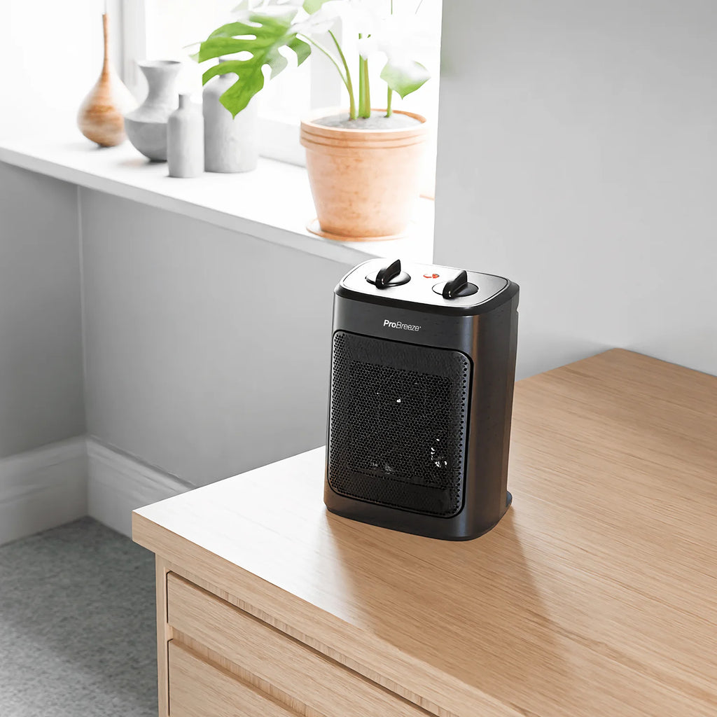 2000W Mini Ceramic Fan Heater - Black