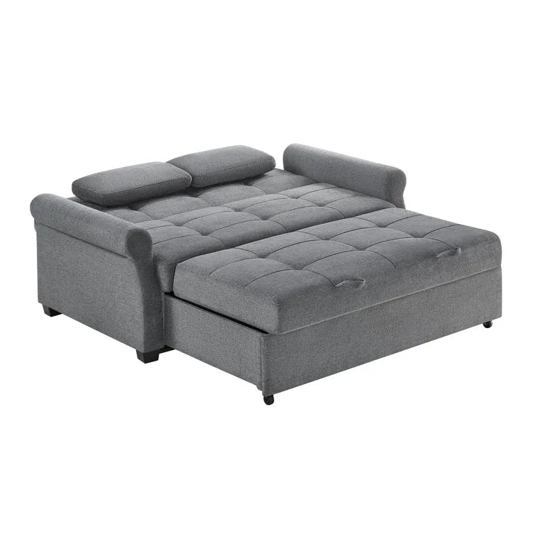 Serta Sabrina 73" Queen Rolled Arm Tufted Back Convertible Sleeper Sofa with Cushions (Dark Gray)