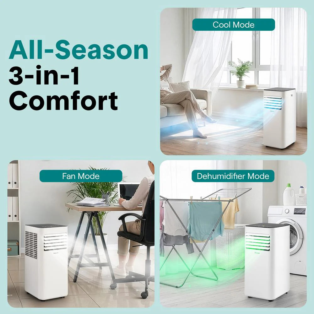Portable Air Conditioner 8,000 BTU WiFi Dehumidifier, Remote, White