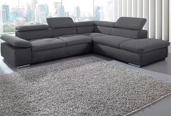 Valantine L-shaped corner sofa (Luxury microfiber ALTARA NUBUCK® with bed function)
