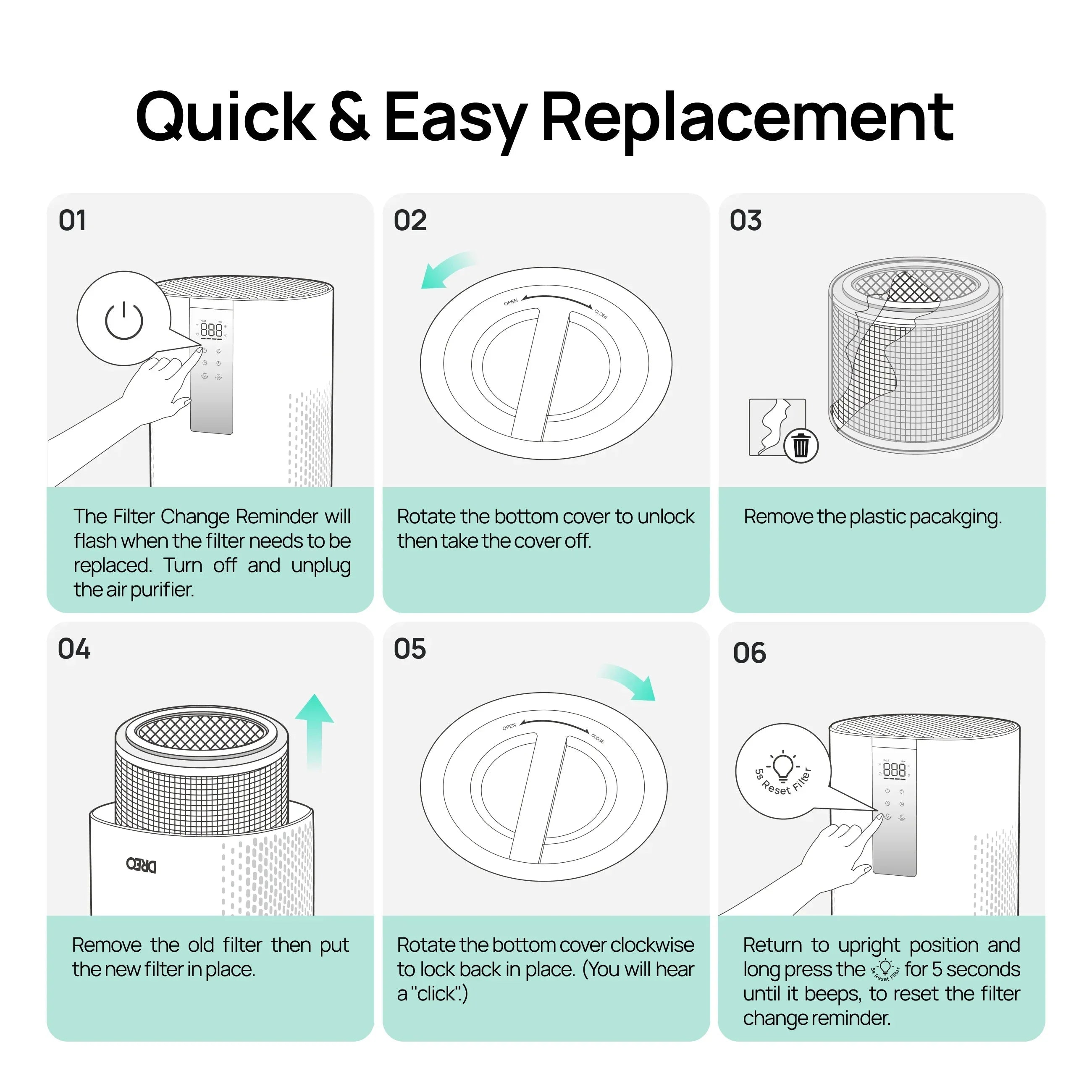 Air Purifier Replacement Filter for Smart Air Purifier Macro 505S