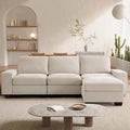 TEKAMON 100" Modular Sectional Sofa with Seats Storage, L Shaped Couch with Movable Ottoman, Chenille Fabric Couch for Living Room, Office, Apart W/Deep Seat, USB Charging,Removable Cover