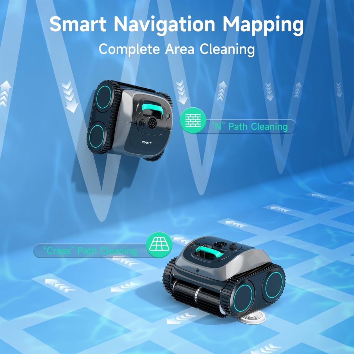 (2025 Upgrade) WYBOT C1 Pool Robot Vacuum for Inground Pools, 4-in-1 Cordless Robotic Pool Cleaner Lasts 150min, Triple-Motor up to 1,614 Sq.ft, Smart APP Support, Auto Wall & Waterline Cleaning